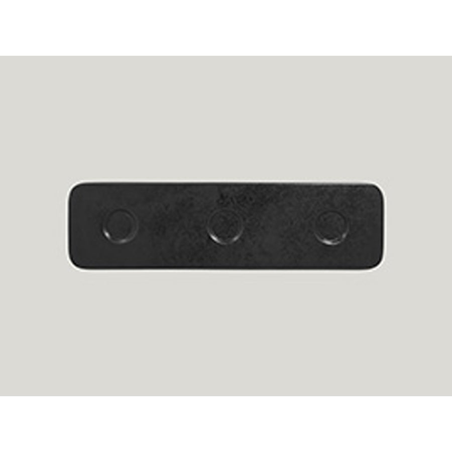 Rak Suggestions Shaped Vitrified Porcelain Black Rectangular Tray With 3 Indents 36cm Pack of 6