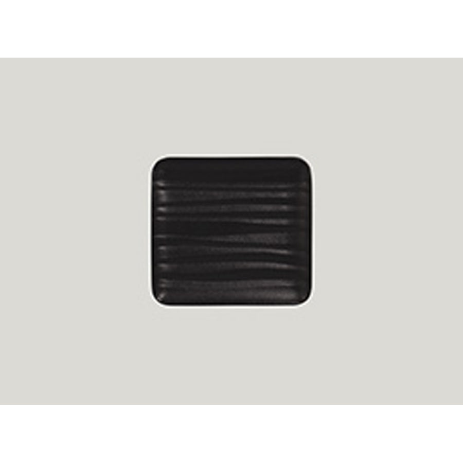 Rak Shared Vitrified Porcelain Black Embossed Rectangular Platter 17.5x16cm Pack of 12