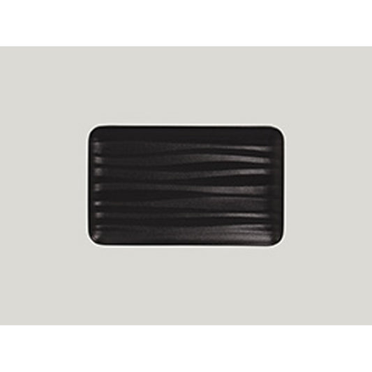 Rak Shared Vitrified Porcelain Black Embossed Rectangular Platter 26.5x16cm Pack of 12