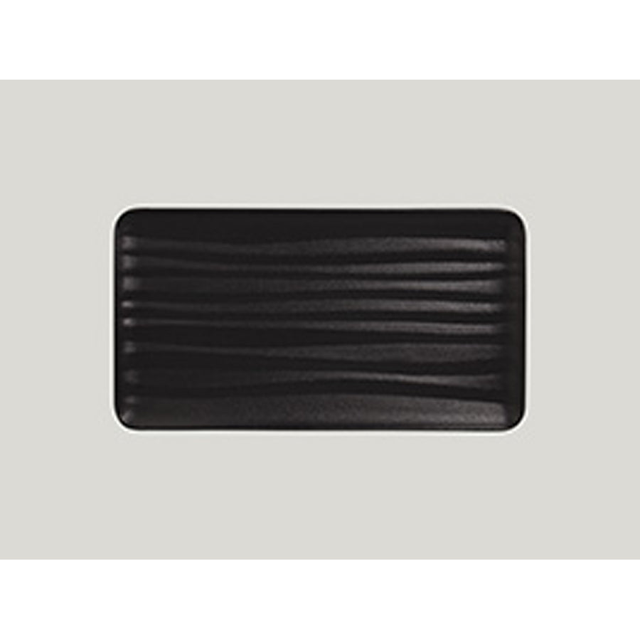 Rak Shared Vitrified Porcelain Black Embossed Rectangular Platter 32.5x17.6cm Pack of 6