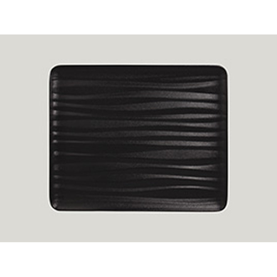 Rak Shared Vitrified Porcelain Black Embossed Rectangular Platter 32.5x26.5cm Pack of 6