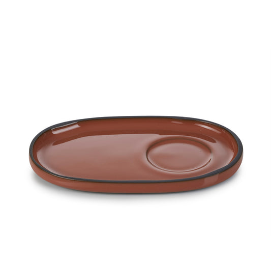 Revol Caractere Ceramic Cinnamon Oval Saucer 13.5x8.3cm Pack of 4