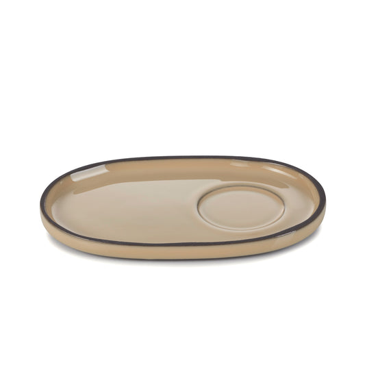 Revol Caractere Ceramic Nutmeg Oval Saucer 13.5x8.3cm Pack of 4