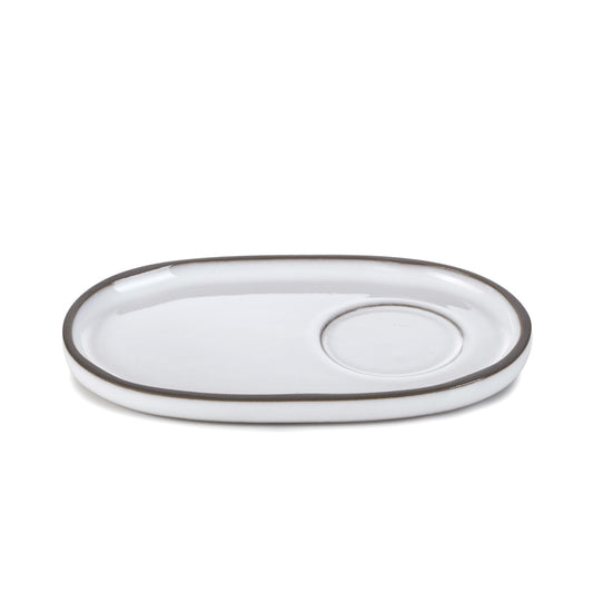 Revol Caractere Ceramic White Oval Saucer 13.5x8.3cm Pack of 4