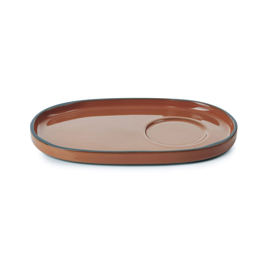 Revol Caractere Ceramic Cinnamon Oval Gourmet Saucer 18x11.1cm Pack of 4