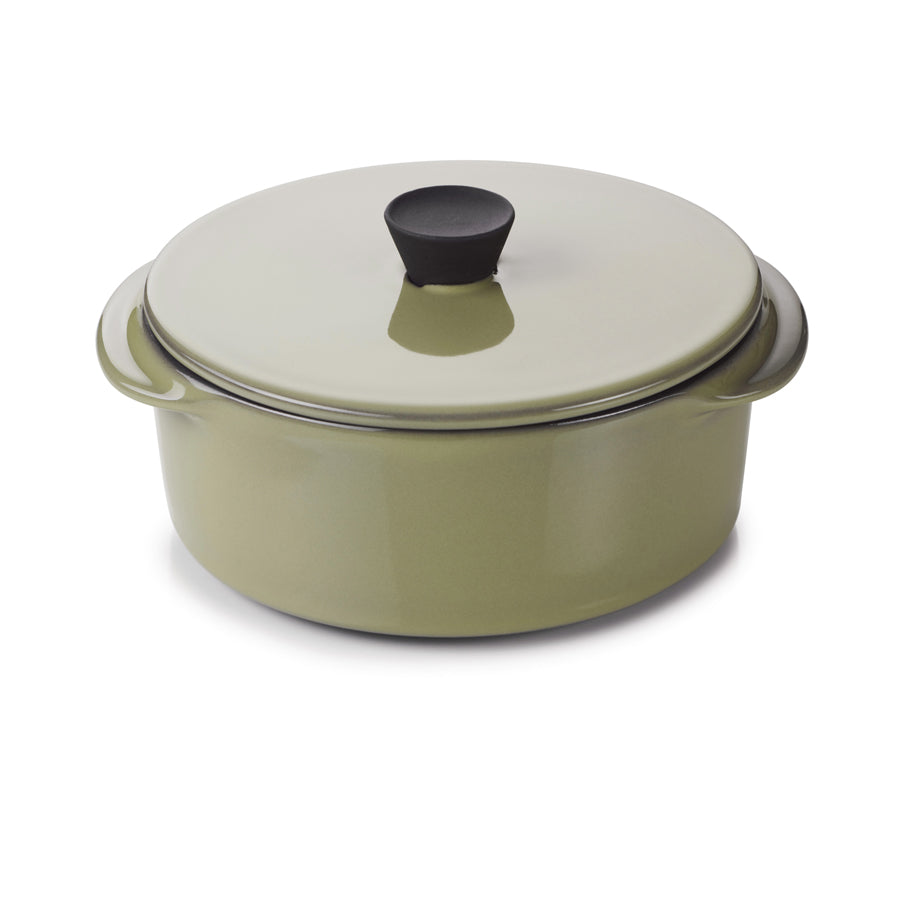 Revol Caractere Ceramic Cardamom Round Cocotte With Lid 14x12x6.5cm 25cl Pack of 6