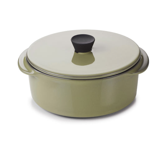 Revol Caractere Ceramic Cardamom Round Cocotte With Lid 14x12x6.5cm 25cl Pack of 6