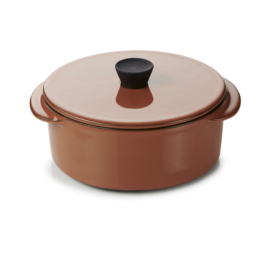 Revol Caractere Ceramic Cinnamon Round Cocotte With Lid 14x12x6.5cm 25cl Pack of 6