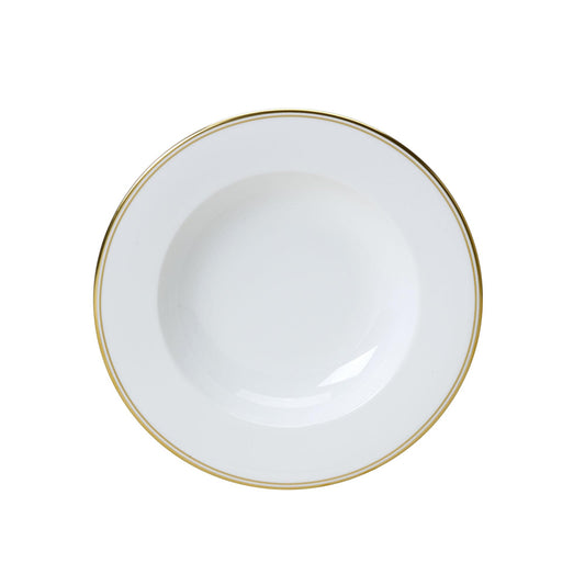 William Edwards Burnished Gold Bone China White Round Classic Rim Bowl 22cm Pack of 12