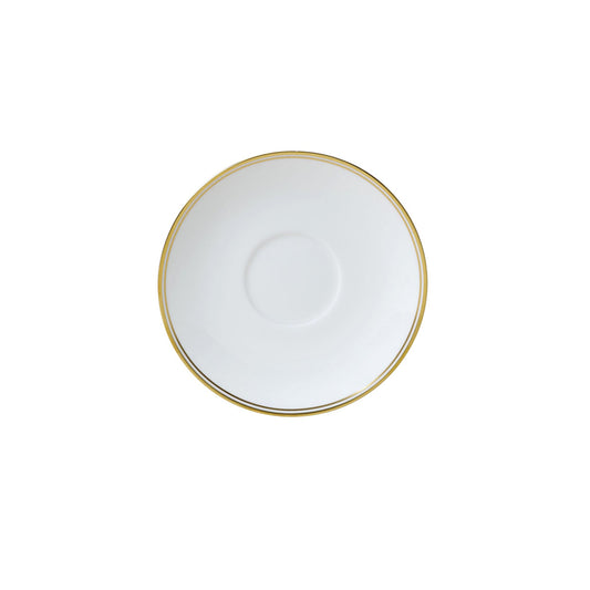 William Edwards Burnished Gold Bone China White Round Classic Tea Saucer/Soup Stand 16cm Pack of 12