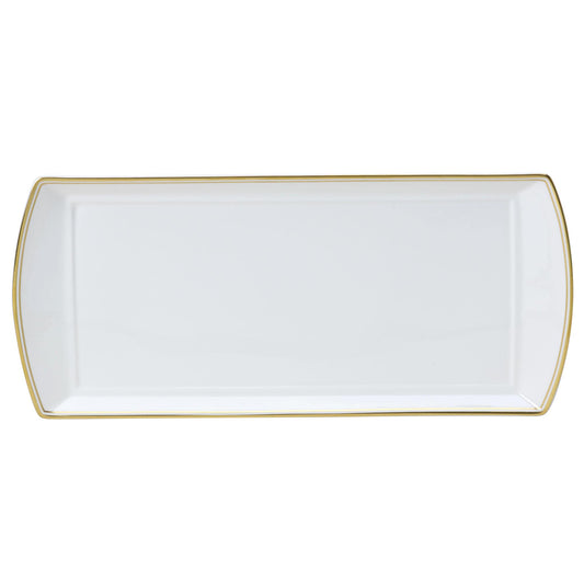 William Edwards Burnished Gold Bone China White Rectangular Classic Tray 34x15cm Pack of 12