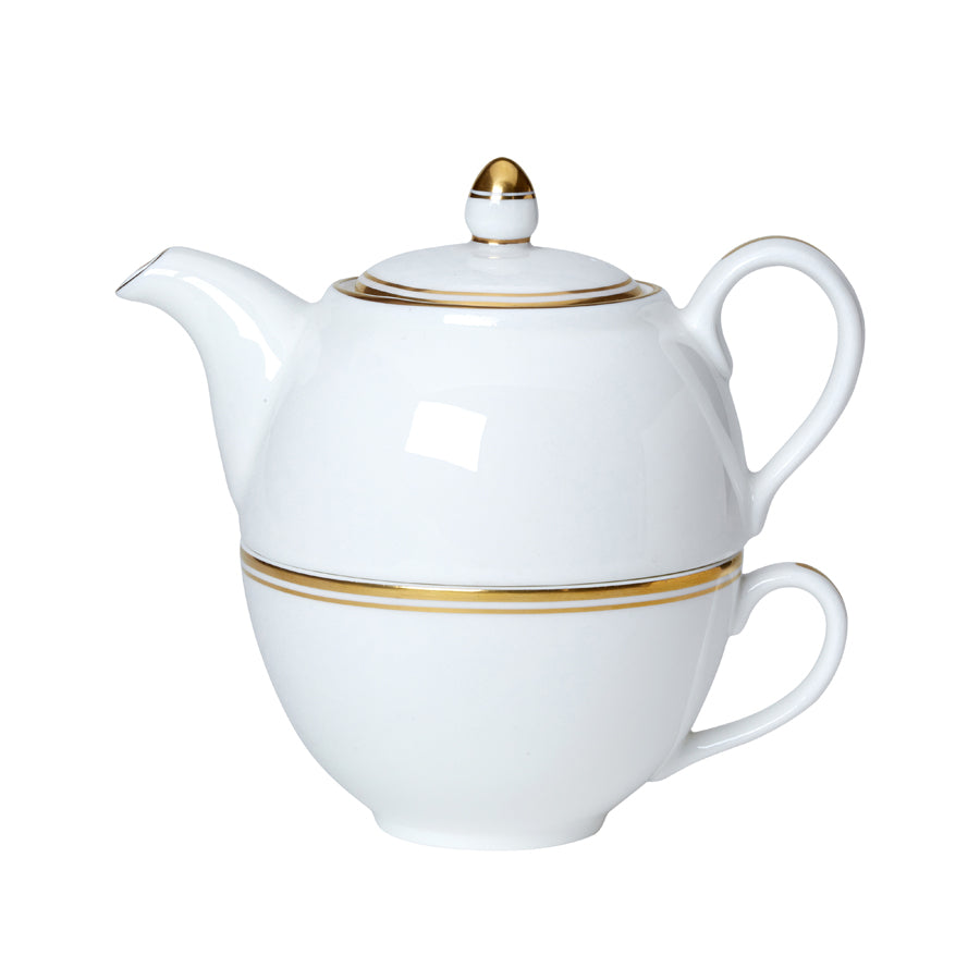 William Edwards Burnished Gold Bone China White Tea for One Set Pack of 6