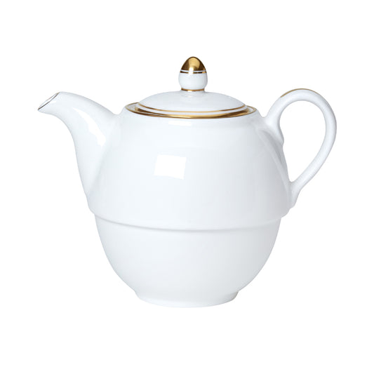 William Edwards Burnished Gold Bone China White Tea for One Teapot 46cl 16oz Pack of 6