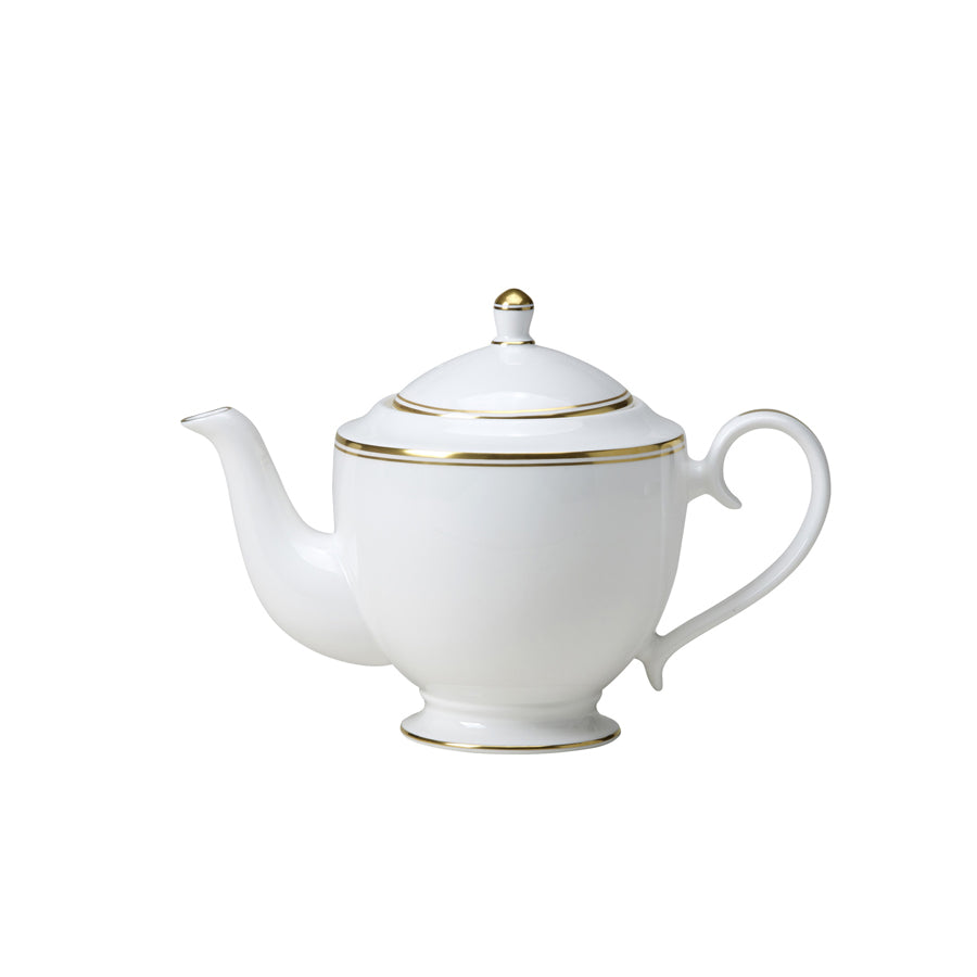 William Edwards Burnished Gold Bone China White 4 Cup Classic Teapot 80cl 28oz Pack of 6