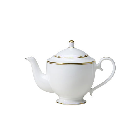 William Edwards Burnished Gold Bone China White 4 Cup Classic Teapot 80cl 28oz Pack of 6