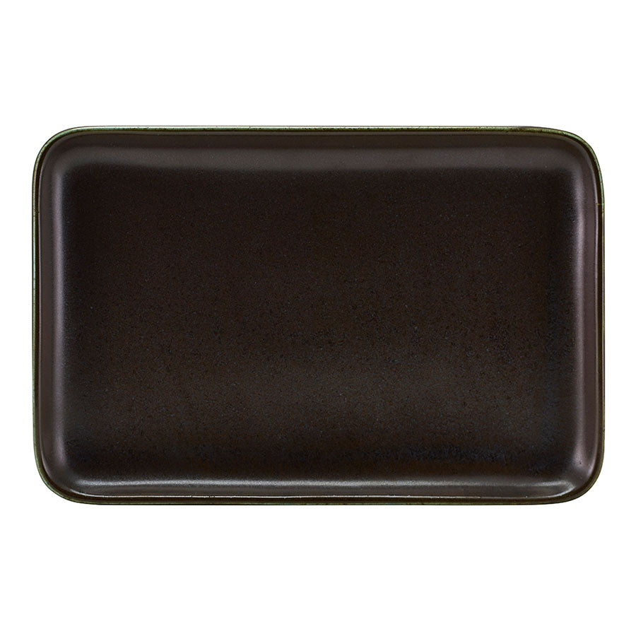 Genware Terra Porcelain Cinder Black Rectangular Platter 30x20cm Pack of 3