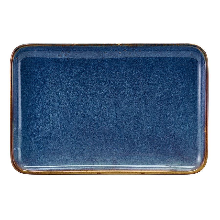 Genware Terra Porcelain Aqua Blue Rectangular Platter 30x20cm Pack of 3