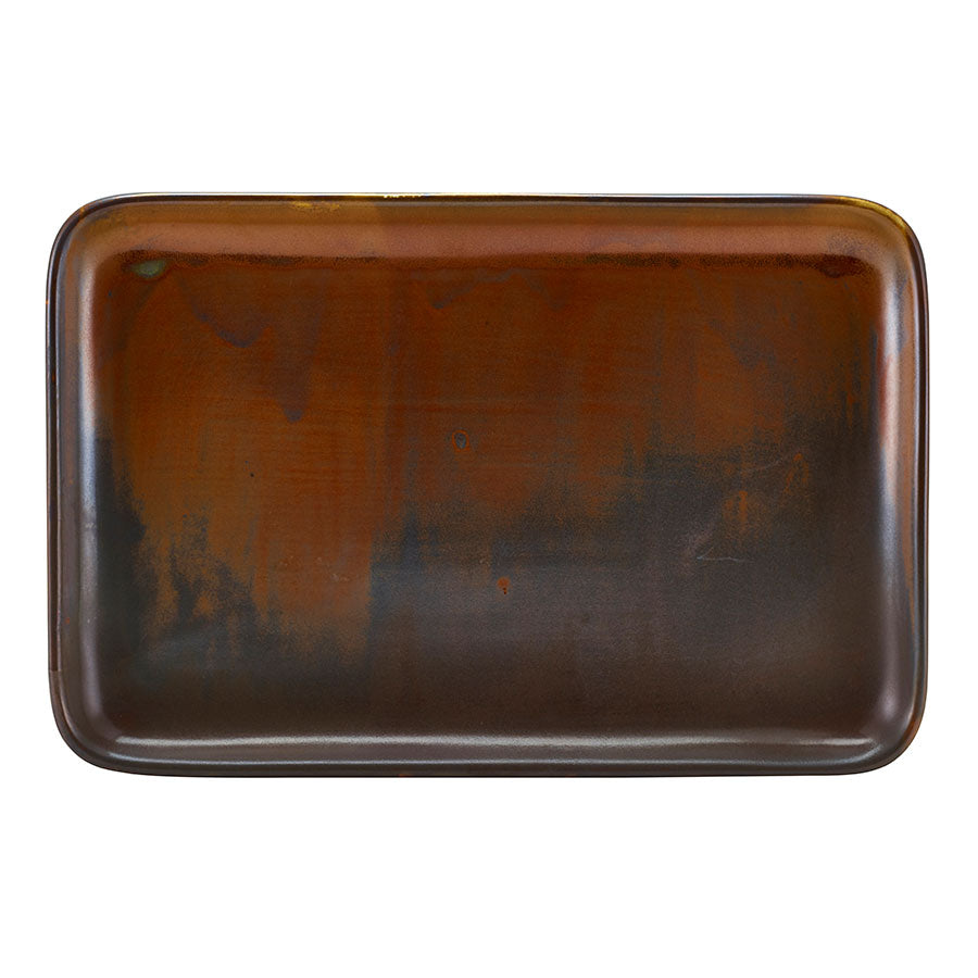 Genware Terra Porcelain Rustic Copper Rectangular Platter 30x20cm Pack of 3