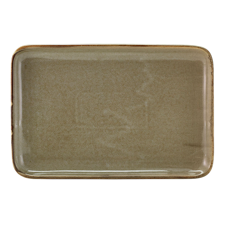 Genware Terra Porcelain Smoke Grey Rectangular Platter 30x20cm Pack of 3