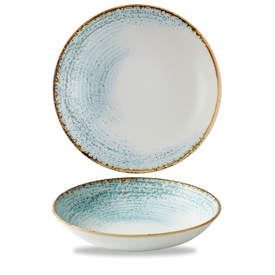 Churchill Studio Prints Homespun Accents Vitrified Porcelain Aquamarine Coupe Bowl 24.8cm Pack of 12