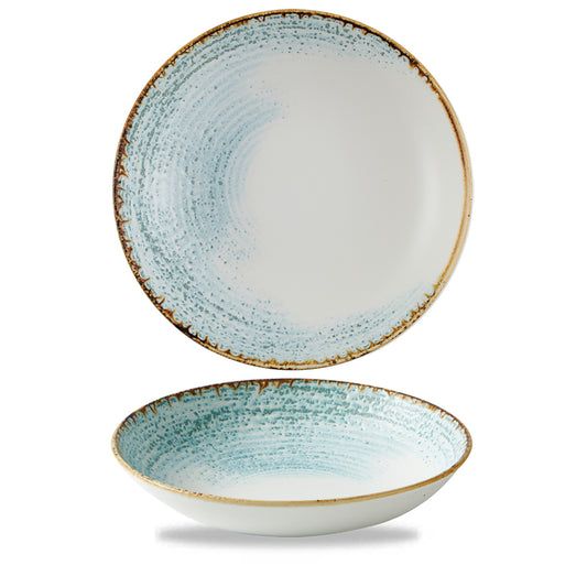 Churchill Studio Prints Homespun Accents Vitrified Porcelain Aquamarine Coupe Bowl 24.8cm Pack of 12