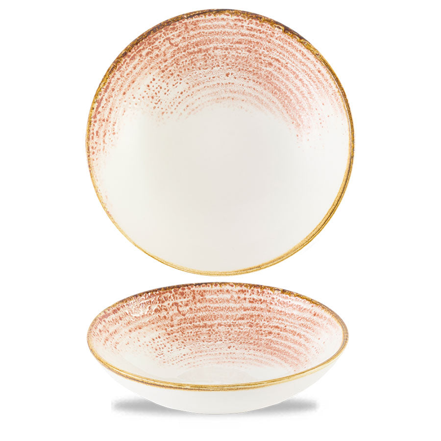 Churchill Homespun Accents Vitrified Porcelain Coral Round Coupe Bowl 24.8cm 113.6cl 40oz Pack of 12