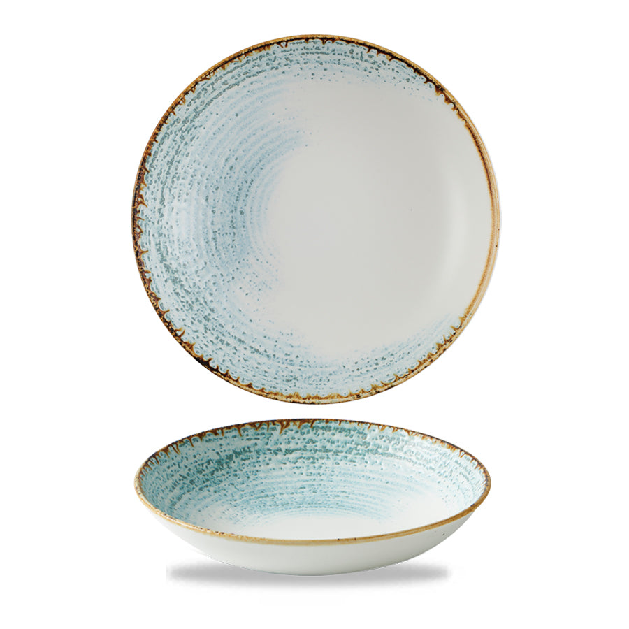 Churchill Studio Prints Homespun Accents Vitrified Porcelain Aquamarine Coupe Bowl 18cm Pack of 12