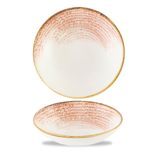 Churchill Homespun Accents Vitrified Porcelain Coral Round Coupe Bowl 18.2cm 42.6cl 15oz Pack of 12