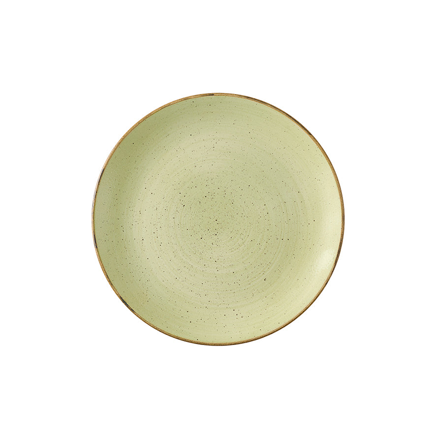 Churchill Stonecast Raw Vitrified Porcelain Green Round Coupe Plate 21.7cm Pack of 12