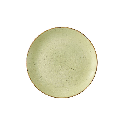 Churchill Stonecast Raw Vitrified Porcelain Green Round Coupe Plate 16.5cm Pack of 12