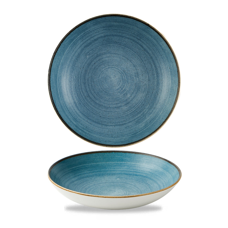 Churchill Stonecast Raw Vitrified Porcelain Teal Round Coupe Bowl 18.2cm 42.6cl 15oz Pack of 12