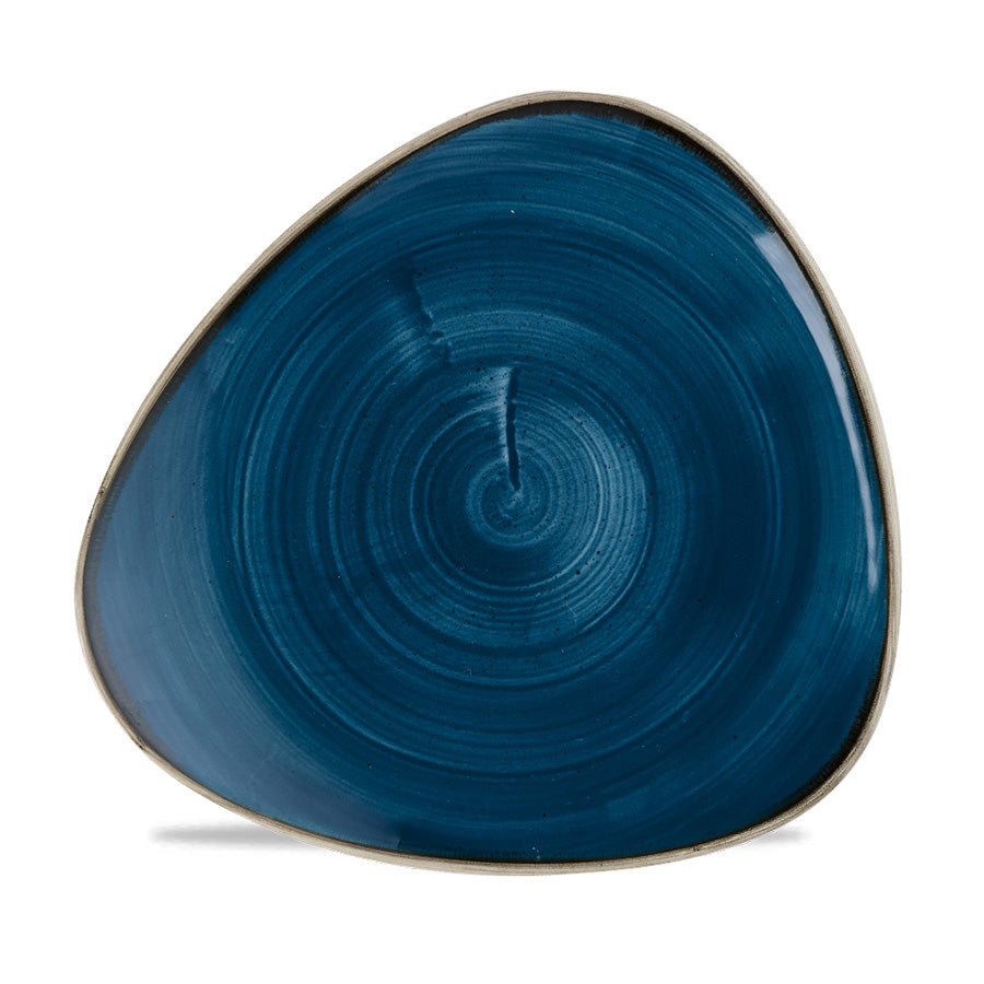 Churchill Stonecast Vitrified Porcelain Java Blue Triangular Lotus Plate 22.9cm Pack of 12