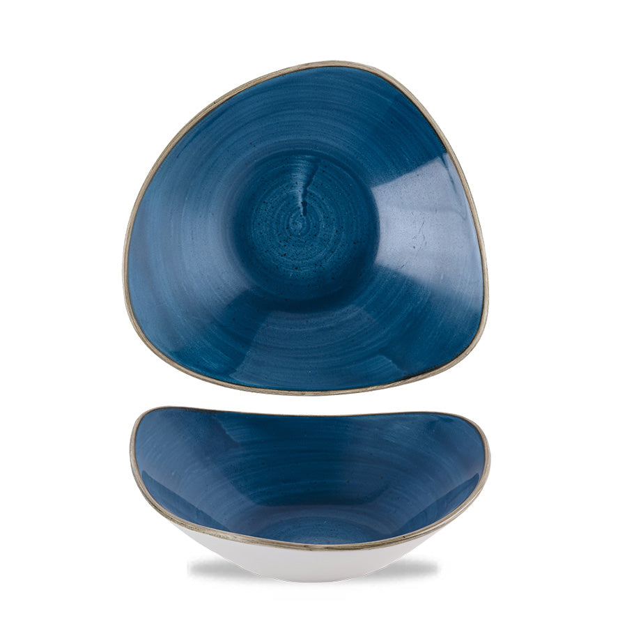 Churchill Stonecast Vitrified Porcelain Java Blue Triangular Lotus Bowl 23.5cm 21.1oz Pack of 12