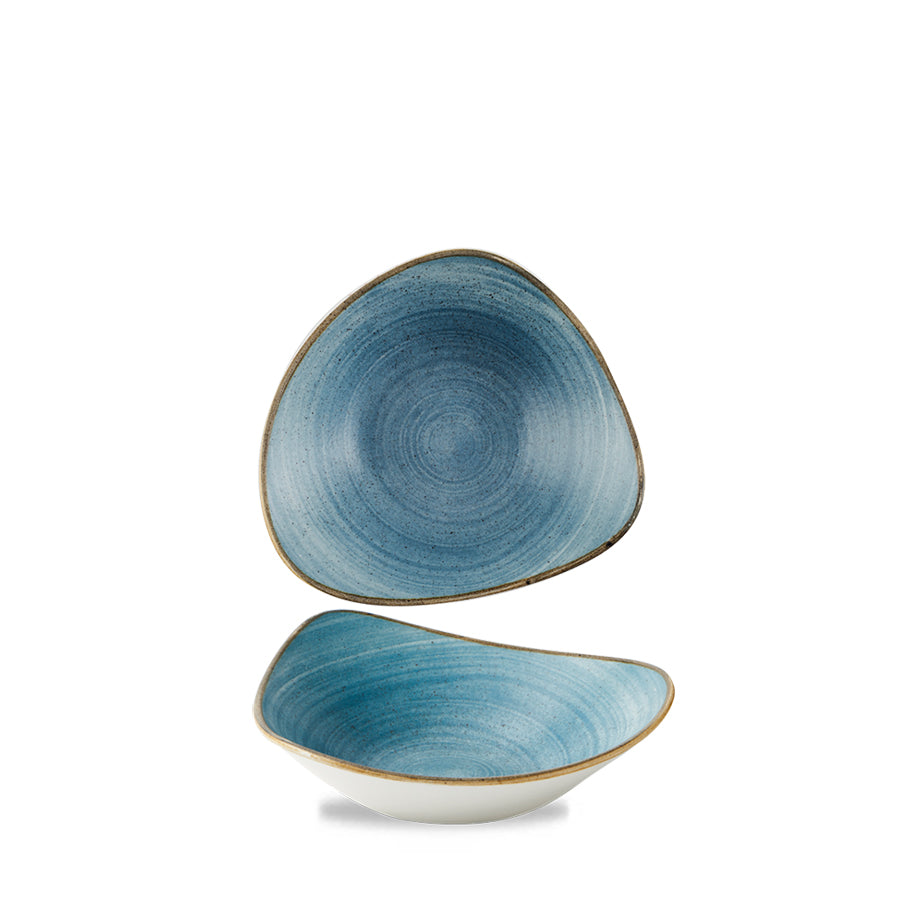 Churchill Stonecast Raw Vitrified Porcelain Teal Triangular Bowl 18.5cm 37cl 13oz Pack of 12