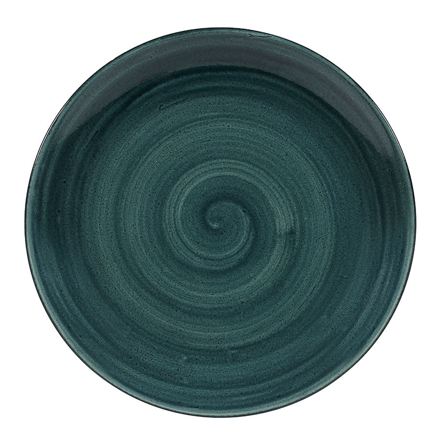 Churchill Stonecast Patina Vitrified Porcelain Rustic Teal Round Coupe Plate 26cm Pack of 12