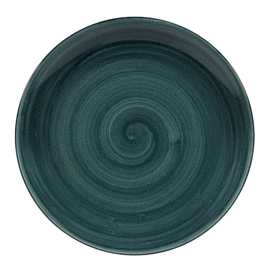 Churchill Stonecast Patina Vitrified Porcelain Rustic Teal Round Coupe Plate 26cm Pack of 12