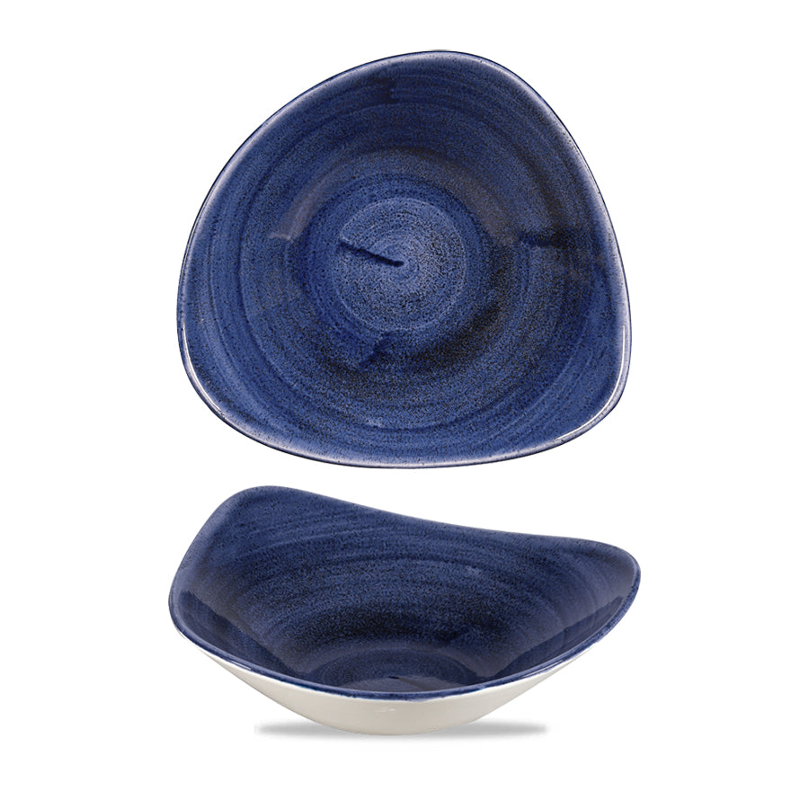 Churchill Stonecast Patina Vitrified Porcelain Cobalt Blue Triangular Bowl 23.5cm 60cl Pack of 12