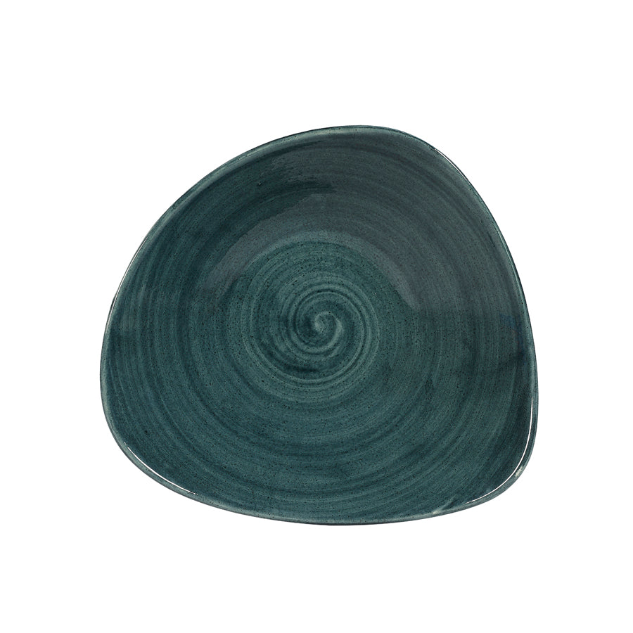 Churchill Stonecast Patina Vitrified Porcelain Rustic Teal Triangular Bowl 23.5cm 60cl 21.1oz Pack of 12