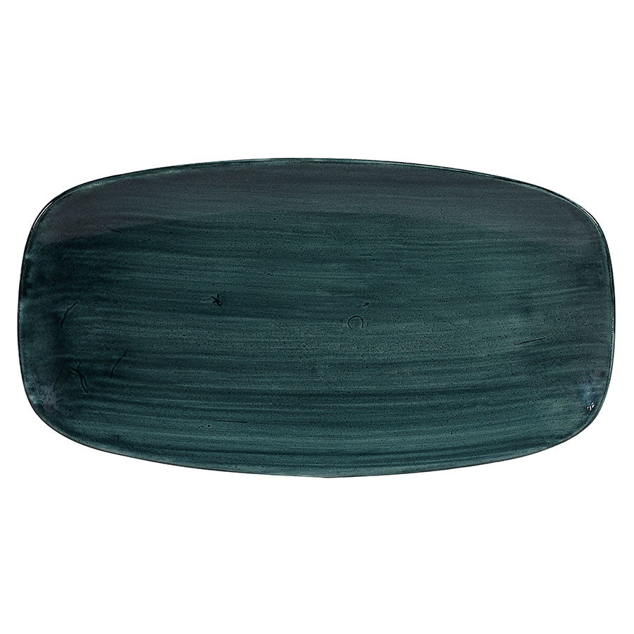 Churchill Stonecast Patina Vitrified Porcelain Rustic Teal Oblong Platter 35.5x18.9cm Pack of 6