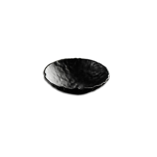 Pordamsa Crater Glass Matte Black Round Bowl 17cm Pack of 2