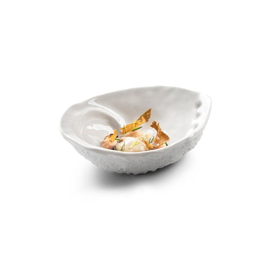 Pordamsa Mediterranean Textures Porcelain Gloss/Matte White Abalone Bowl 17cm 280ml Pack of 4