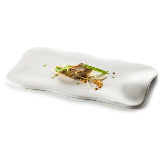 Pordamsa Nuages Porcelain Matte White Rectangular Tray 31x12cm Pack of 6