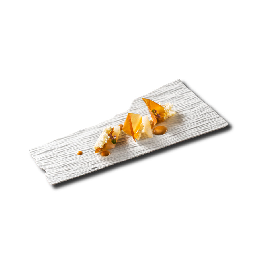 Pordamsa Arbre Porcelain Matte White Rectangular Tray 32x14cm Pack of 6