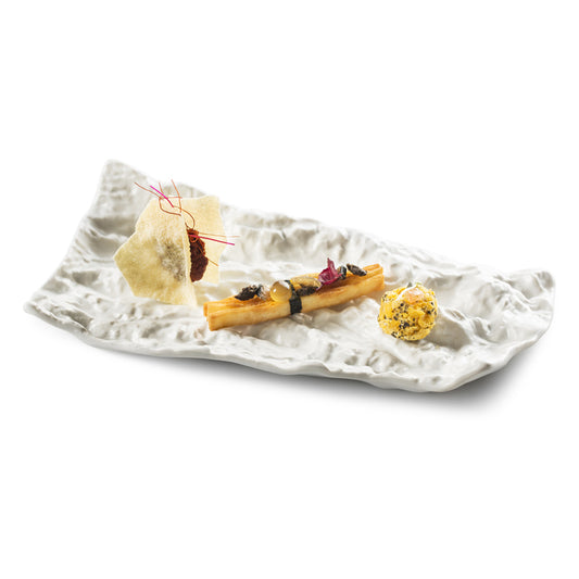 Pordamsa Botanique Porcelain Matte White Cork Effect Tray 25x13cm Pack of 5