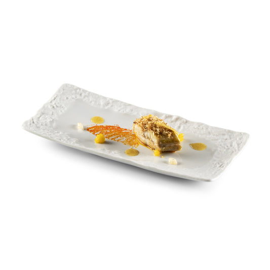 Pordamsa Roca Porcelain Gloss/Matte White Rectangular Tray 22x10cm Pack of 6