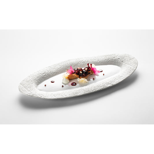 Pordamsa Taffoni Porcelain Gloss/Matte White Oblong Tray 35x16cm Pack of 2