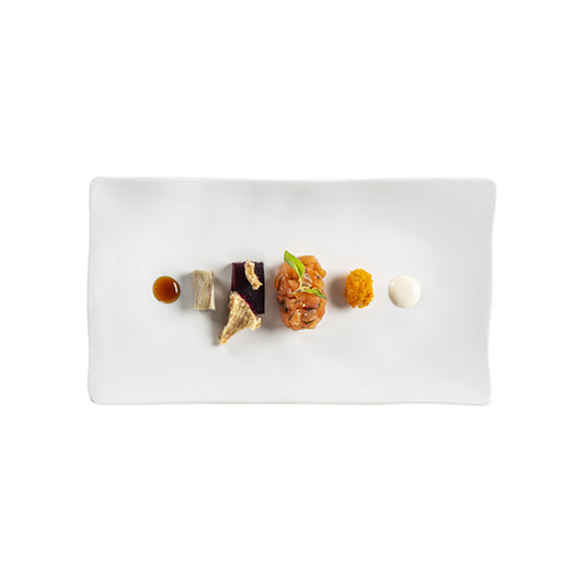 Pordamsa Gastro Porcelain Matte White Rectangular Tray 24x14cm Pack of 6