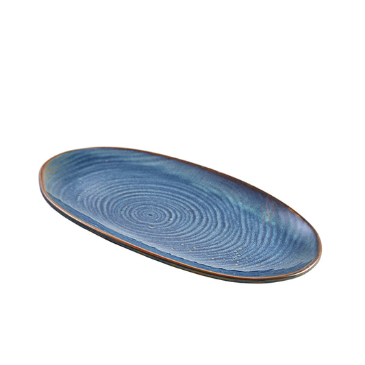 Genware Terra Porcelain Aqua Blue Organic Round Platter 31cm Pack of 6