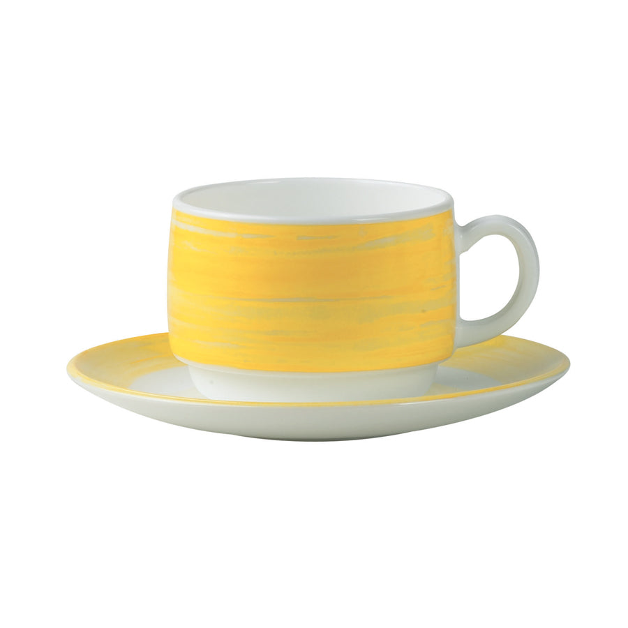 Arcoroc Brush Opal Yellow Round Saucer 14cm 5.5 Inch Pack of 48