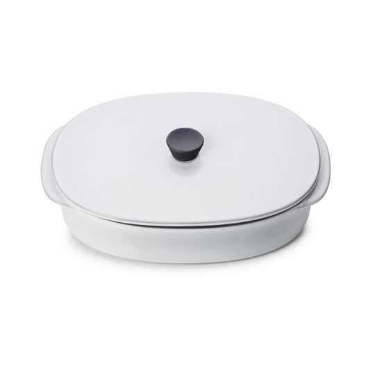 Revol Caractere Ceramic White Oblong Dish With Lid 26x18.5x9cm 1.3 Litre Pack of 2